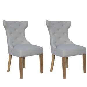 Livorno Collection Natural Winged Button Back Dining Chair (Pair)