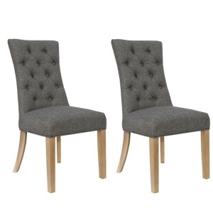Livorno Collection Dark Grey Curved Button Back Dining Chair (Pair)