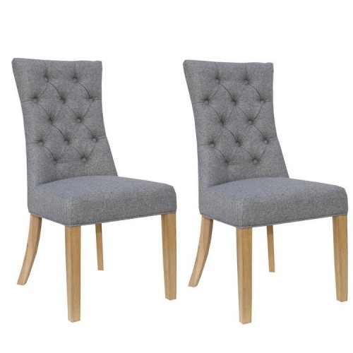 Livorno Collection Light Grey Curved Button Back Dining Chair (Pair)
