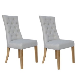 Livorno Collection Natural Curved Button Back Dining Chair (Pair)