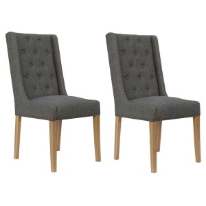 Livorno Collection Dark Grey Button Back and Studded Dining Chair (Pair)