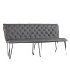 Metro Industrial Furniture Grey Leather Studded Back Bench 180cm
