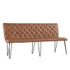 Metro Industrial Furniture Tan Leather Studded Back Bench 180cm