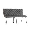 Metro Industrial Furniture Grey Leather Studded Back Bench 140cm