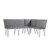 Metro Industrial Furniture Grey Leather Studded Back Bench 140cm