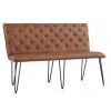 Metro Industrial Furniture Tan Leather Studded Back Bench 140cm