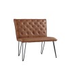 Metro Industrial Furniture Tan Leather Studded Back Bench 90cm