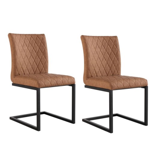 Metro Industrial Furniture Tan Diamond Quilted Dining Chair (Pair)