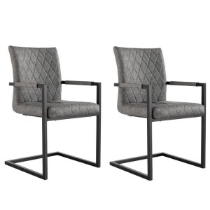 Metro Industrial Furniture Grey Diamond Quilted Dining Chair (Pair)