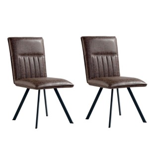 Metro Industrial Furniture Brown Leather Dining Chair (Pair)
