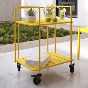 Novogratz Furniture Penelope Outdoor/Indoor Yellow Metal Serving Cart