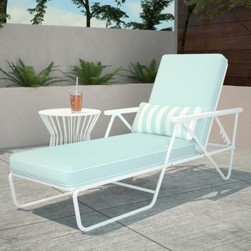 Novogratz Furniture Connie Outdoor White Multi Position Sun Chaise Lounger with Cover
