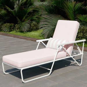 Novogratz Furniture Connie Outdoor White Multi Position Sun Chaise Lounger with Cover