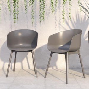 Novogratz Furniture York Charcoal Grey Indoor/Outdoor Resin Dining Chairs In Pair
