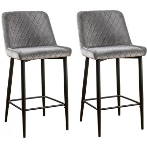 Devonshire Furniture Grey Soft Touch Diamond Back Bar Stool in Pair
