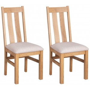 Devonshire Dorset Oak Furniture Arizona Chair with Ivory Seat Pad in Pair