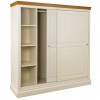 Lundy Painted Furniture Ivory With Oak Top Sliding Double Wardrobe