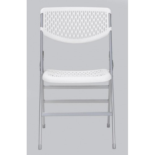 Cosco Folding Furniture Commercial White Resin Mesh Folding Chair 2-Pack