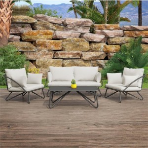 Novogratz Furniture Teddi Outdoor 4 Piece Conversation Set with Rain Covers