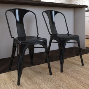 Finn Metal Furniture Black Set of 2 Dining Chair