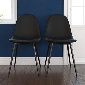 Alphason Furniture Calvin Black Upholstered Set of 2 Dining Chairs