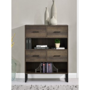 Hawarden Furniture Medium Brown Short Bookcase With Drawers