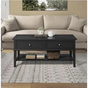 Franklin Wooden Furniture Black Coffee Table with 2 Drawers