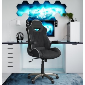 Alphason Office Furniture Silverstone Black Leather Executive Gaming Chair