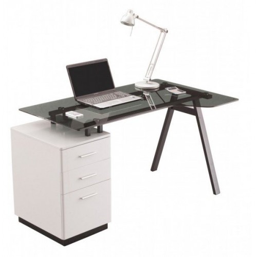 Alphason Office Furniture Cleveland Grey Glass Computer Desk
