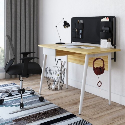 Alphason Office Furniture Freemont Beautiful Sturdy Frame White and Light Oak Desk