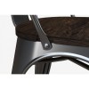 Fusion Metal Furniture  Antique Gun Metal Dining Chair With Wood Seat in Pair