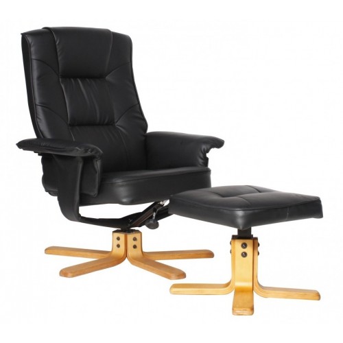 Alphason Furniture Drake Black Reclining Chair with Footstool Set
