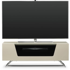 Alphason Furniture Chromium Ivory Glass Top TV Stand