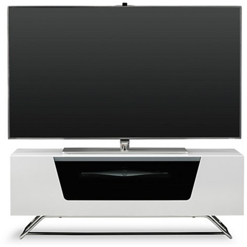 Alphason Furniture Chromium White Glass Top TV Stand