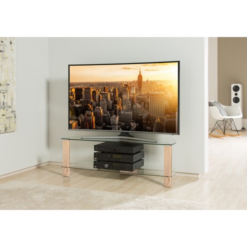 Alphason Furniture Century Light Oak Glass Top TV Stand 