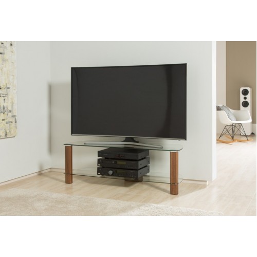 Alphason Furniture Century Walnut Glass Shelf TV Stand 