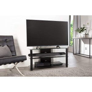 Alphason Furniture Essentials Black Glass 2 Shelf TV Stand