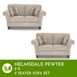 Vida Living Furniture Helmsdale Pewter Fabric 2 Seater Sofa Set x 2