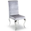 Vida Living Louis Metal Furniture Silver Velvet Dining Chair Pair