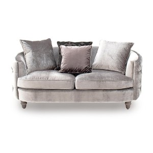 Vida Living Furniture Nicolette Pewter Velvet 2 Seater Sofa