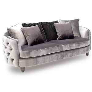 Vida Living Furniture Nicolette Pewter Velvet 3 Seater Sofa