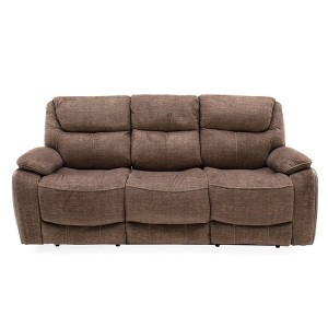 Vida Living Furniture Santiago Brown Fabric 3 Seater Recliner Sofa