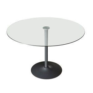 Vida Living Orbit Metal & Clear Glass Grey 100cm Round Dining Table