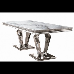 Vida Living Arturo Grey Marble and Chrome 160cm Dining Table