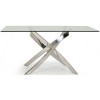 Vida Living Kalmar Glass & Steel Furniture 160cm Dining Table & 4 Elis Olive Chairs
