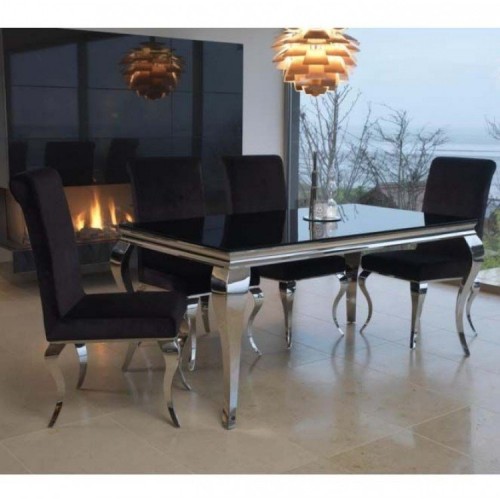 Vida Living Louis Metal Furniture Black 160cm Dining Table and 4 Chairs