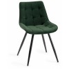 Bentley Designs Miro Clear Tempered Glass 6 Seater Dining Table with 6 Seurat Green Velvet Fabric Chairs