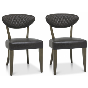 Bentley Designs Ellipse Fumed Oak Old West Vintage Upholstered Chair (Pair)