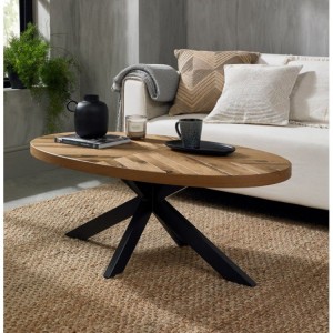 Bentley Designs Ellipse Rustic Oak Furniture Oval Coffee Table