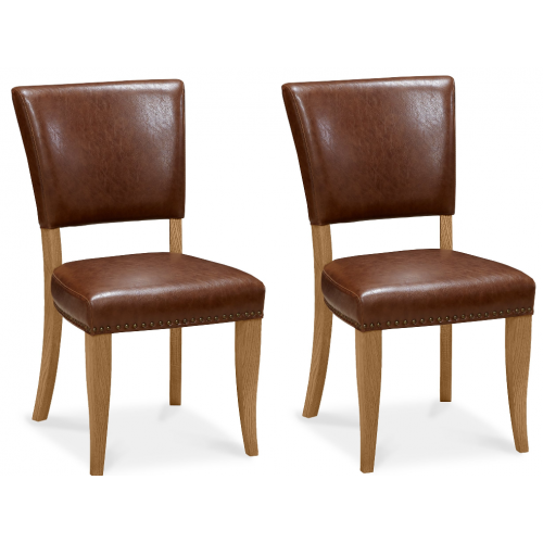 Bentley Designs Belgrave Rustic Tan Uph Oak Chair Pair